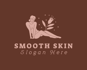 Waxing - Floral Nature Nude Model logo design