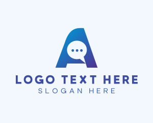 Team Speak - Blue Chat Letter A logo design