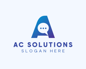 Blue Chat Letter A logo design