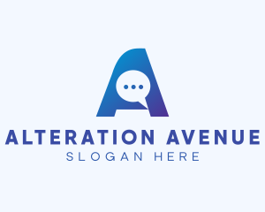 Blue Chat Letter A logo design