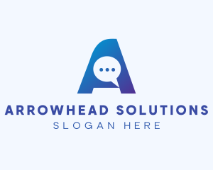 Blue Chat Letter A logo design