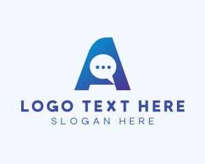 Telecommunications - Blue Chat Letter A logo design