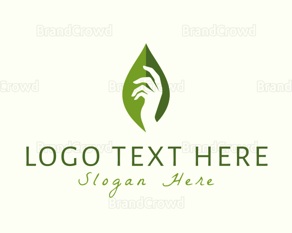 Hand Herbal Leaf Logo