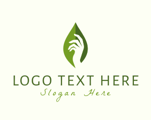 Vegan - Hand Herbal Leaf logo design