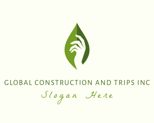 Vegetarian - Hand Herbal Leaf logo design