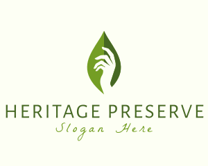 Preservation - Hand Herbal Leaf logo design