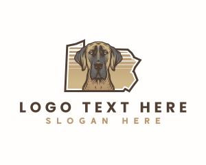 Map - Pennsylvania Great Dane Dog logo design