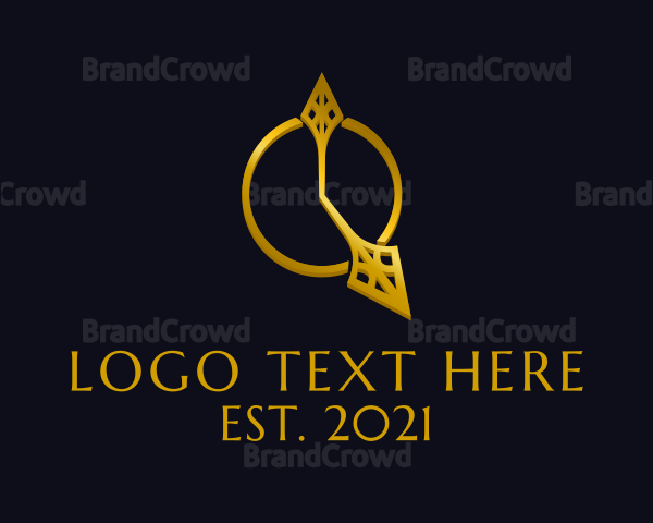 Fancy Golden Clock Hand Logo