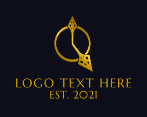 Time - Fancy Golden Clock Hand logo design