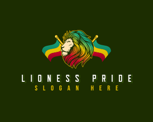 Rastafarian Lion Flag logo design