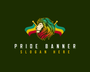 Rastafarian Lion Flag logo design