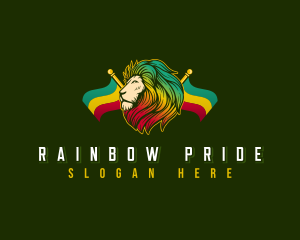 Rastafarian Lion Flag logo design