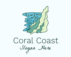 Underwater Fish Coral logo design