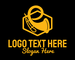 Lounge Music - Gold Trumpet Silhouette logo design
