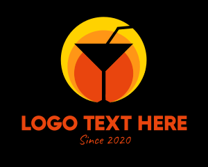 Beach Bar - Sunset Margarita Glass Bar logo design