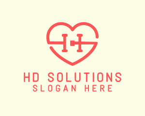 Red Heart Letter H logo design