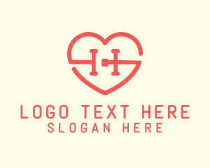 Lover - Red Heart Letter H logo design