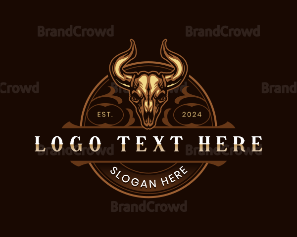 Elegant Bull Skull Logo