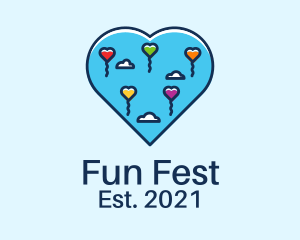 Fest - Heart Flying Balloon logo design