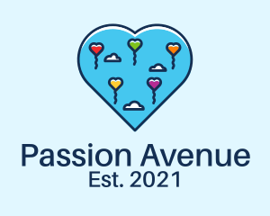 Passion - Heart Flying Balloon logo design