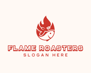 Roasting - Flame Roasted Fish logo design