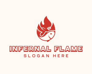 Flame Roasted Fish logo design