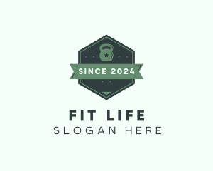 Kettlebell Fitness Badge logo design