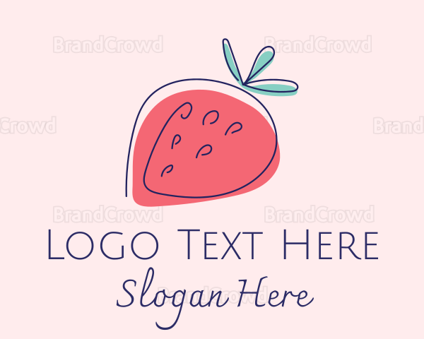 Fruit Strawberry Monoline Logo