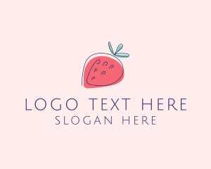 Food Store - Fruit Strawberry Monoline logo design