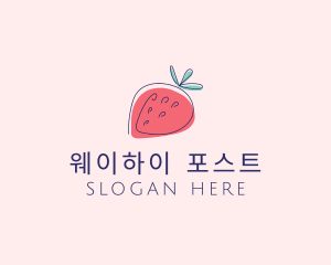 Fruit Strawberry Monoline logo design