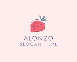 Fruit Strawberry Monoline logo design