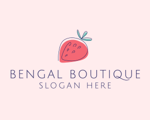 Fruit Strawberry Monoline logo design