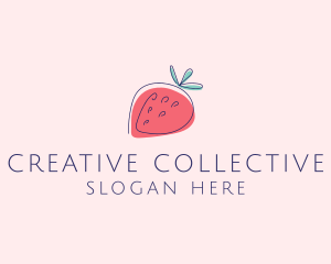 Fruit Strawberry Monoline logo design