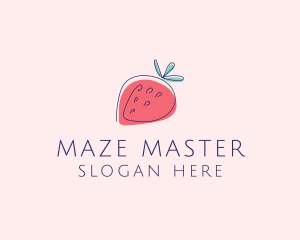 Fruit Strawberry Monoline logo design