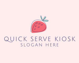 Fruit Strawberry Monoline logo design