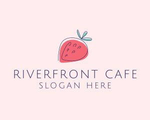 Fruit Strawberry Monoline logo design