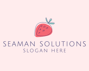 Fruit Strawberry Monoline logo design