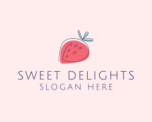 Fruit Strawberry Monoline logo design