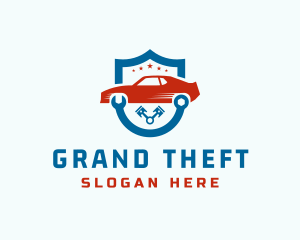 Auto Shop - Car Piston Mechanic Shield logo design