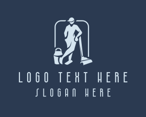 Housekeeping - Vacuum Cleaning Man logo design