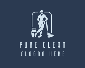 Vacuum Cleaning Man logo design