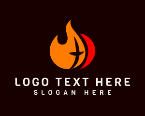 Holy - Flame Cross Church logo design