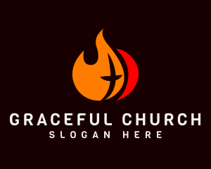 Church - Flame Cross Church logo design
