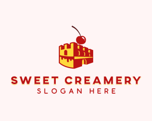 Waffle Cherry Castle Cake logo design