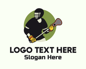 Intercrosse - Lacrosse Player Badge logo design