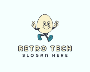 Retro Egg Cartoon logo design