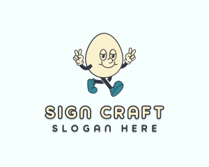 Retro Egg Cartoon logo design