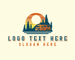 Recreational Vehicle - Camping Sunset Forest logo design