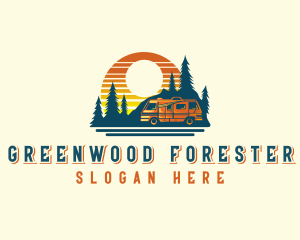 Camping Sunset Forest logo design