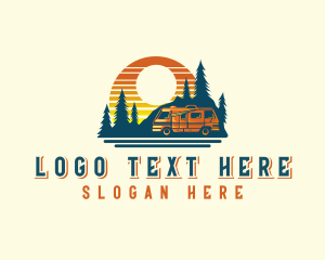 Sunset - Camping Sunset Forest logo design